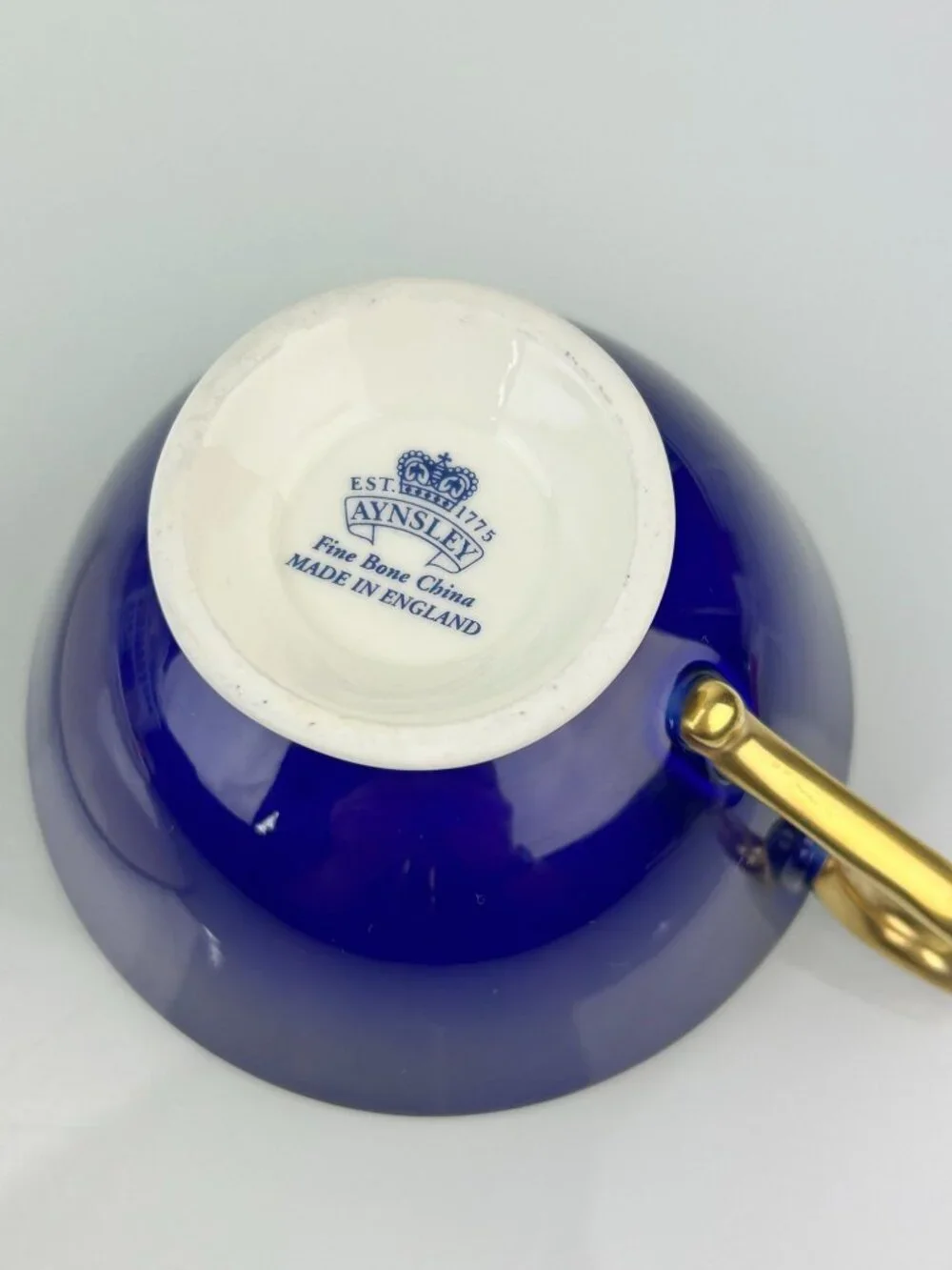 Aynsley Millennium Limited Edition Cobalt Bird Floral Teacup Saucer Set England